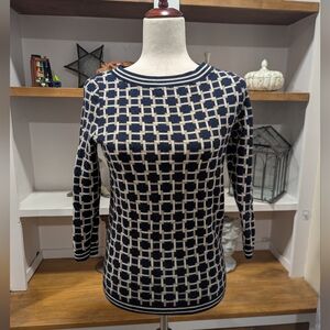 Talbot's 100% Merino Wool Geometric Pattern Sweater Size Small